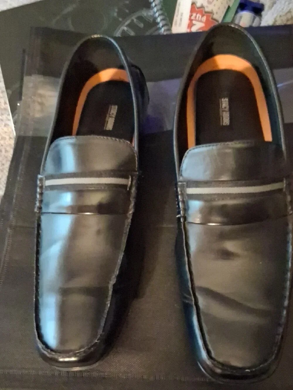 Stacy Adams Black Slip-On Penny Loafers Mens Size 14